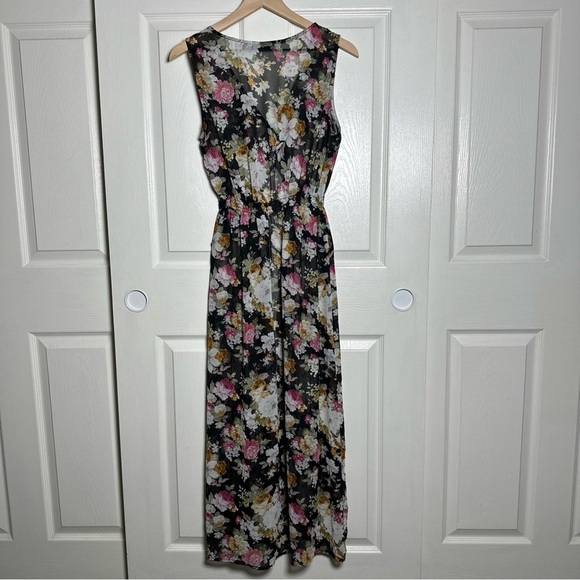 POETRY Medium Sheer Maxi Duster Chic Floral Tank  Summer Beach Bohemian Romantic - Picture 9 of 15